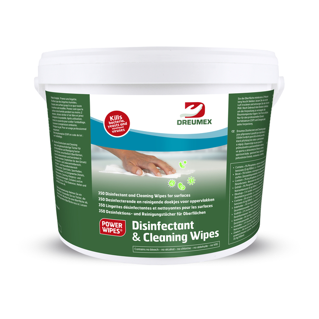 Desinfectiedoekjes Dreumex Disinfectant & Cleaning 350 stuks in dispenseremmer