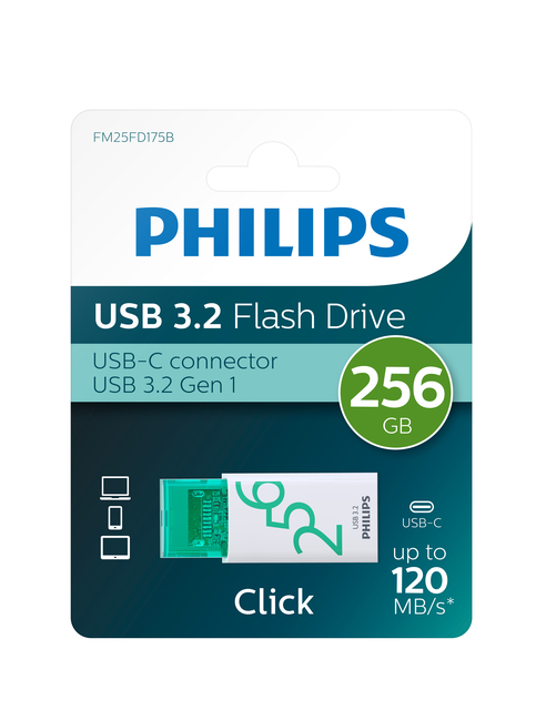 USB Stick Philips Click USB-C 256GB Spring Green