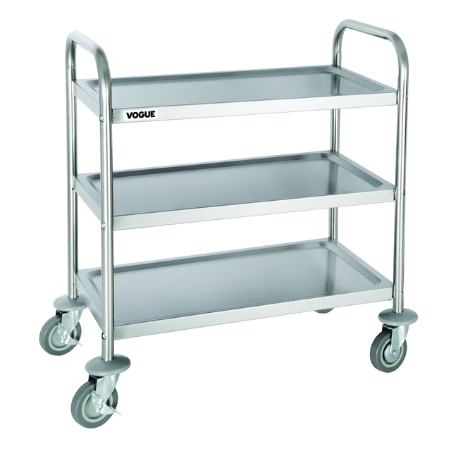 Chariot de service Vogue inox 3 plateaux 82,5x71cm