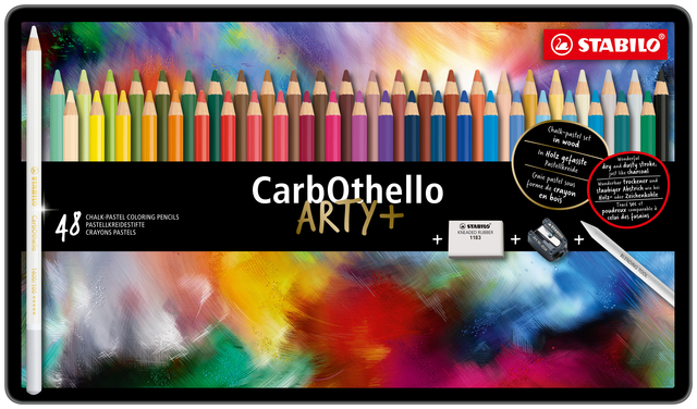 Kleurpotloden STABILO CarbOthello kalkpastel assorti blik à 48 stuks