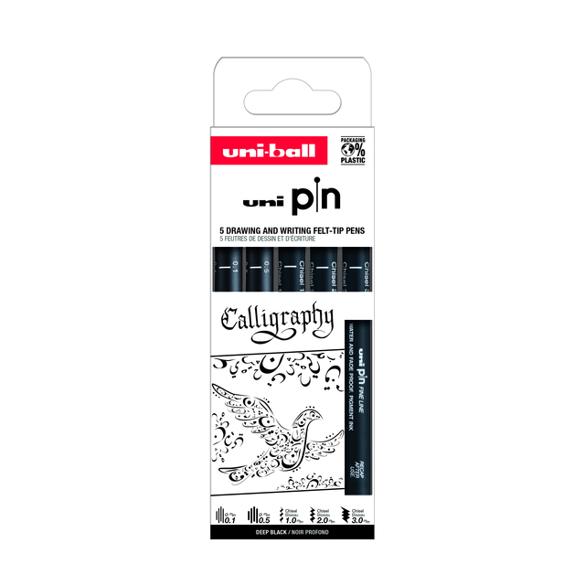 Fineliner Uni-Ball Pin Calligraphie assorti set 5 pièces