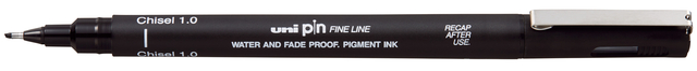 Fineliner Uni-ball Pin beitelpunt 1mm zwart