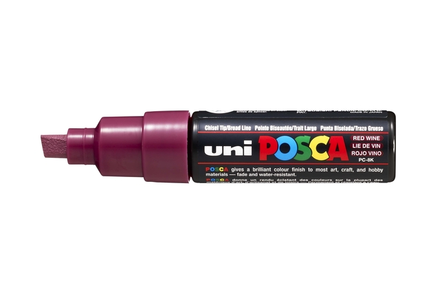 Verfstift Posca PC8K breed schuin wijnrood