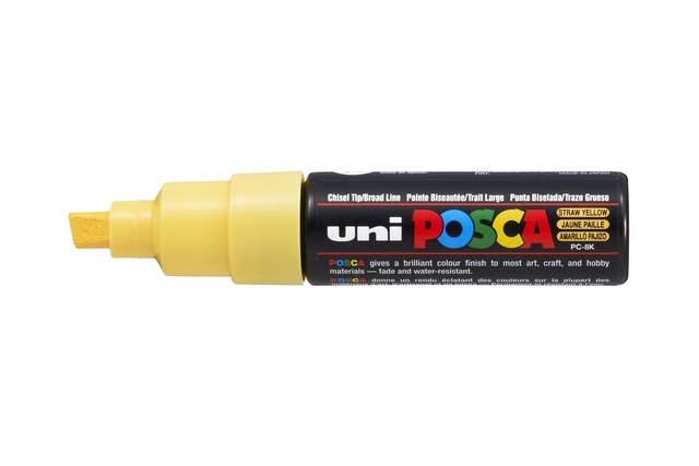 Verfstift Posca PC8K breed schuin strogeel