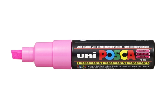 Verfstift Posca PC8K breed schuin fluor roze