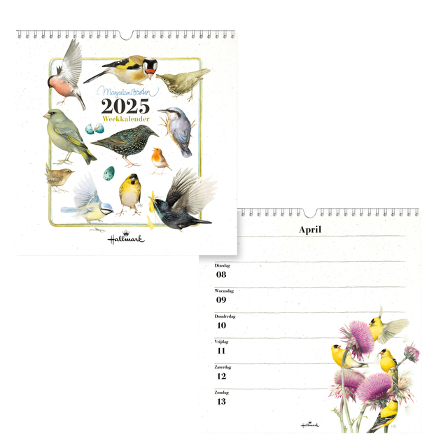 Calendrier semainier 2025 Hallmark Marjolein Bastin 210x210mm oiseaux