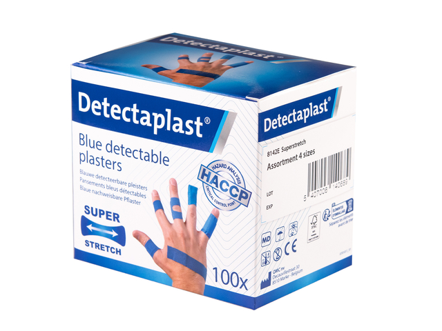 Pansement textile élastique Detectaplast bleu assorti 100 pièces