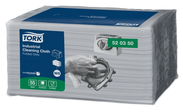 Reinigingsdoek Tork W8 Premium Industrial 1-laags 55 vel grijs 520350