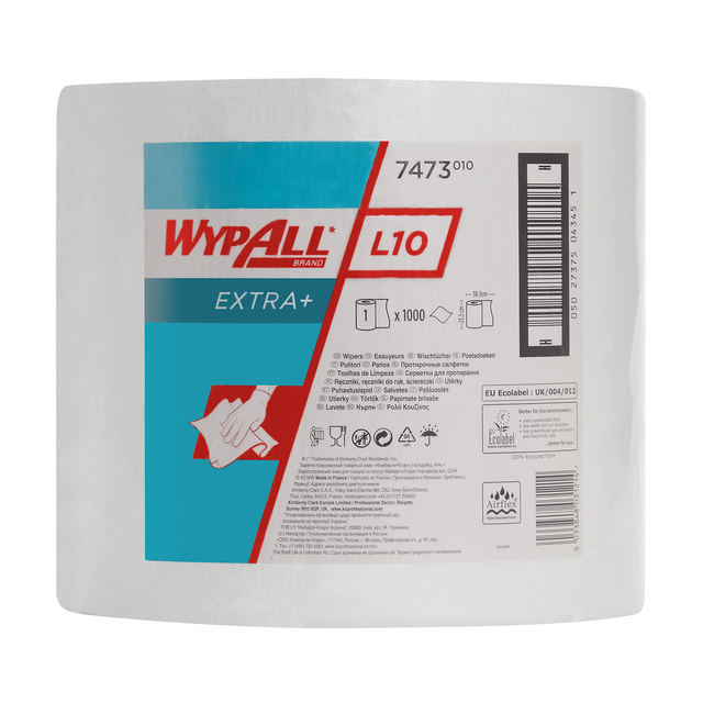 Chiffon d'essuyage WypAll L10 EXTRA 7473 1 épaisseur 23,5cmx380m 1000fls blanc