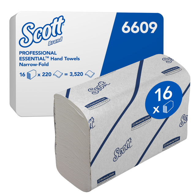 Essuie-mains Scott 6609 pli-I 2 épaisseurs 21,2x18,6cm 16x 220 pièces blanc