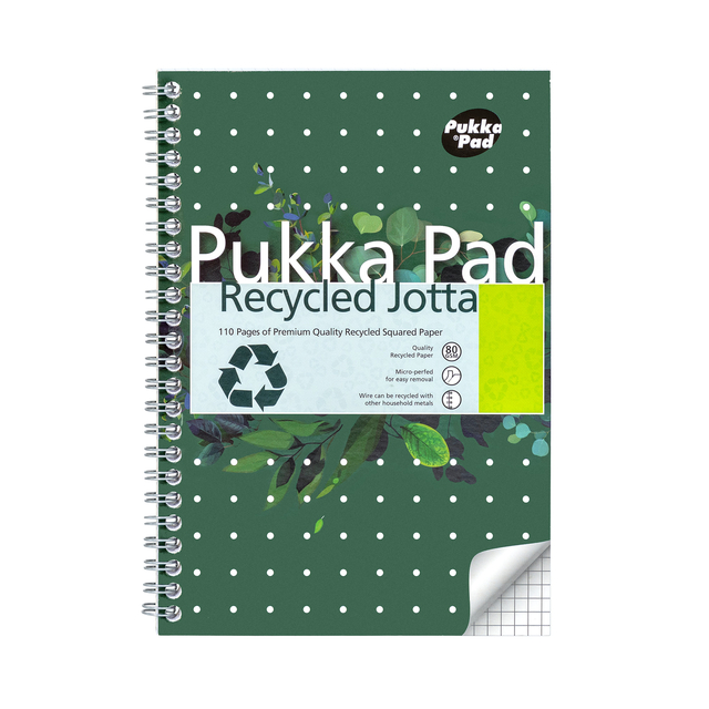 Bloc-notes Pukka Pad Jotta A5 carreau 5x5mm 110 pages 80g vert