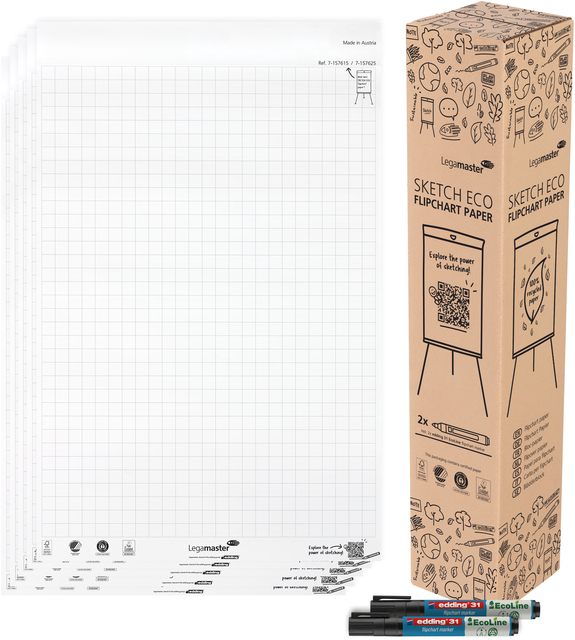 Flipoverpapier Legamaster SKETCH ECO raster 5x 20 vellen