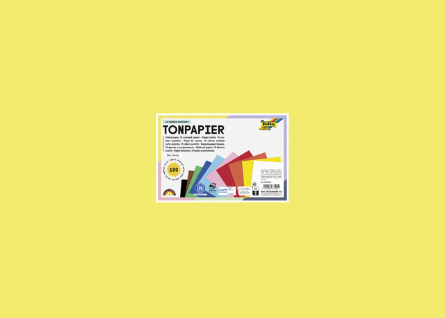 Tekenpapier Folia 50x70cm 130gram pak à 100 vel 10 kleuren