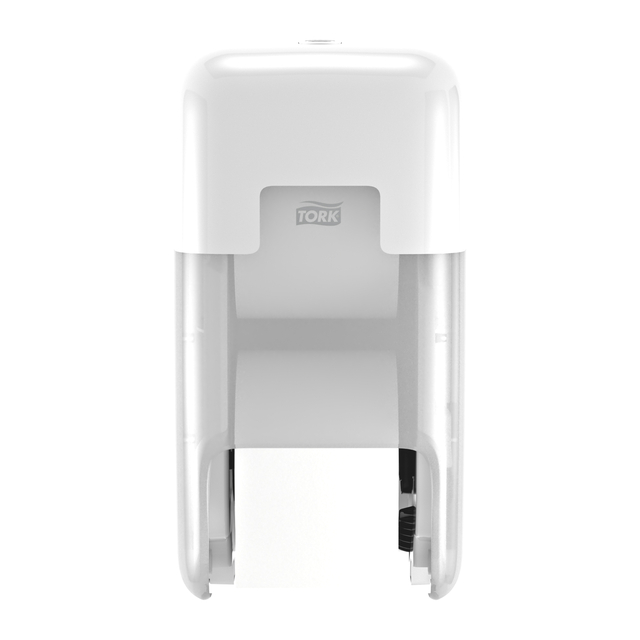 Distributeur papier toilette Tork T7 Elevation OptiServe 558040 sans mandrin vertical Duo blanc