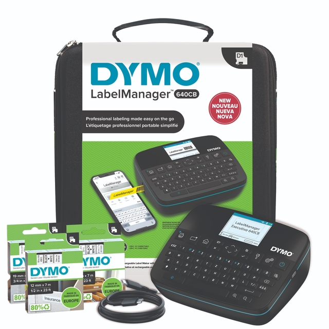 Imprimante étiquette Dymo LabelManager Executive 640CB portable qwerty 24mm noir coffret