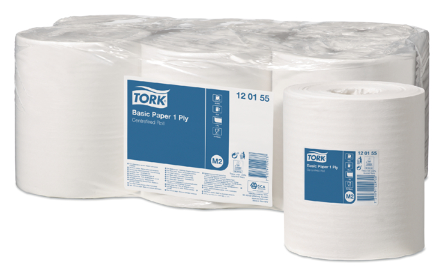 Rouleau d'essuyage Tork Basic M2 Centerfeed 120155 1 épaisseur 300m blanc