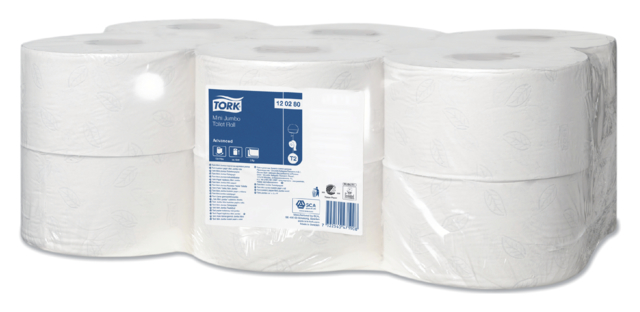 Papier toilette Tork T2 Mini Jumbo  Advanced 120280 2 épaisseurs 12 rouleaux blanc