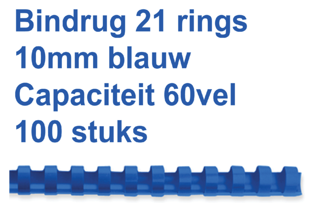 Bindrug Fellowes 10mm 21rings A4 blauw 100 stuks