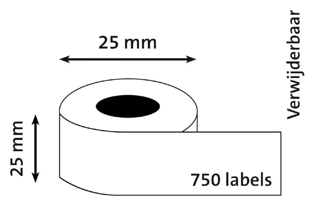 Etiket Dymo LabelWriter multifunctioneel 25x25mm 1 rol á 750 stuks wit