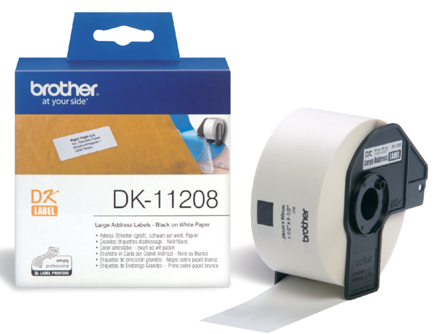 Etiquette Brother DK-11208 adresse 38x90mm blanc 1 rouleau 400 pièces