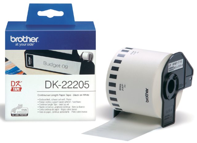 Etiket Brother DK-22205 doorlopend 62mm 1 rol á 30m wit