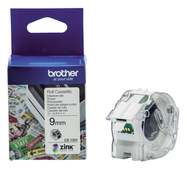 Etiquettes Brother CZ-1001 multifonctionnel 9mm 1 rouleau 5m blanc