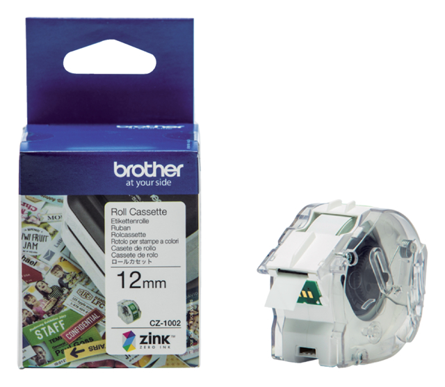 Etiquettes Brother CZ-1002 multifonctionnel 12mm 1 rouleau 5m blanc