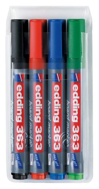 Viltstift edding 363 whiteboard schuin 1-5mm assorti set à 4 stuks