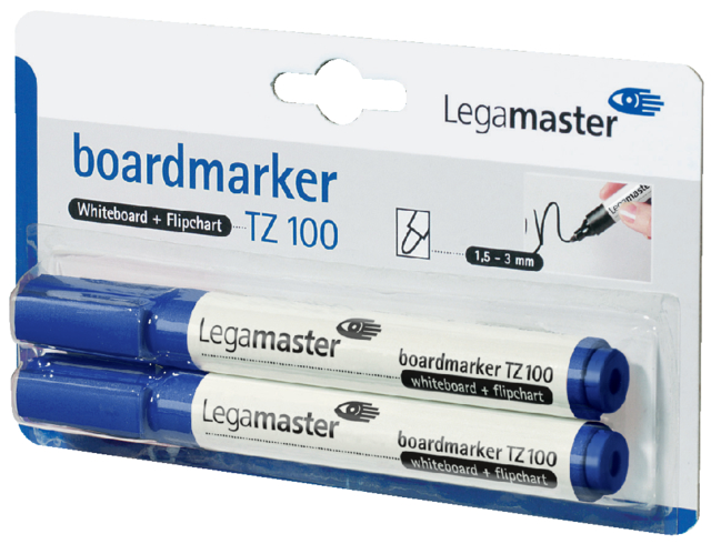 Marqueur tableau blanc Legamaster TZ100 ogive 1,5-3mm bleu 2 pièces