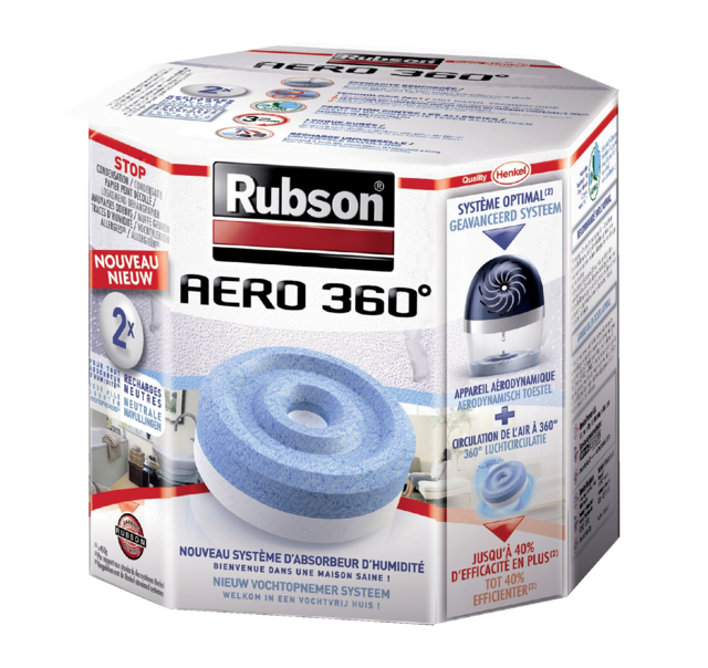 Recharge absorbeur d'humidité Rubson Aero 360° 2 pièces