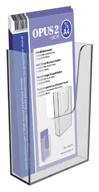 Folderhouder Europel wand 1/3 A4 transparant