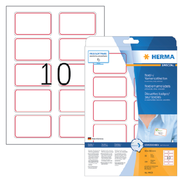 Naambadge etiket HERMA 4405 80X50mm wit rood 200 etiketten