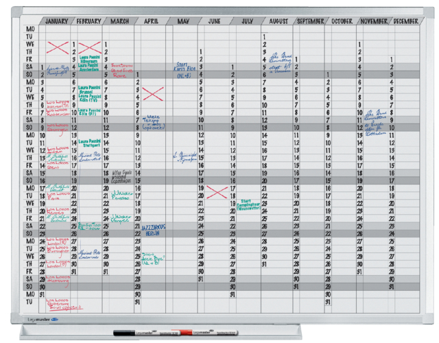 Planbord Legamaster professional jaarplanner hor 90x120cm