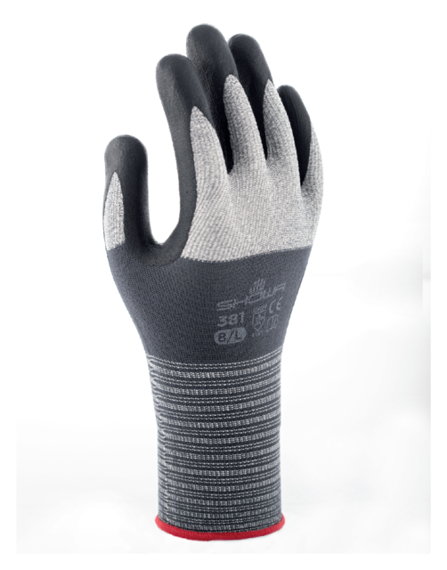 Handschoen Showa 381 grip nitril S grijs