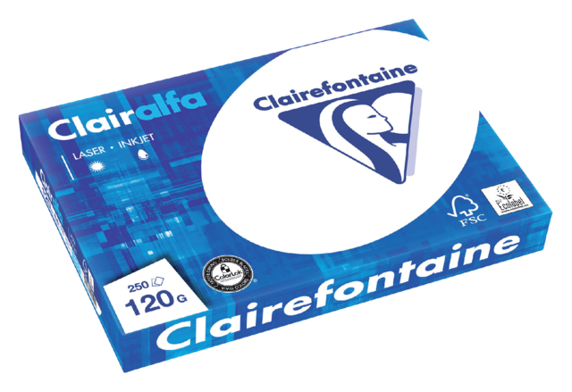 Kopieerpapier Clairefontaine Clairalfa A4 120gr wit 250 vel