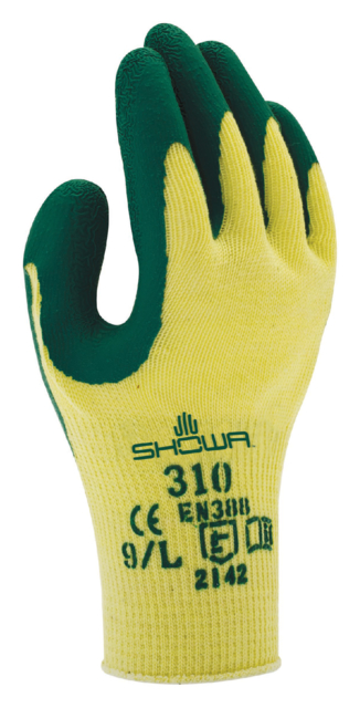 Handschoen Showa 310 grip latex XL groen/geel