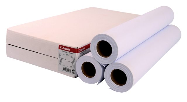 Inkjetpapier Canon 610mmx50m 80gr standaard 3 rollen