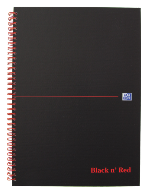 Spiraalblok Oxford Black n' Red A4 lijn 140 pagina's 80gr