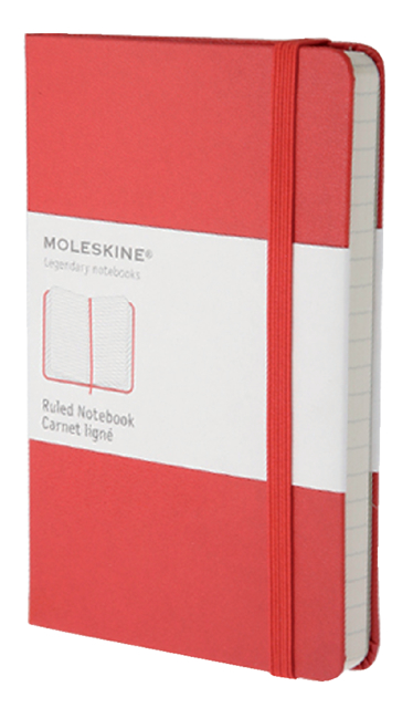 Notitieboek Moleskine pocket 90x140mm lijn hard cover rood