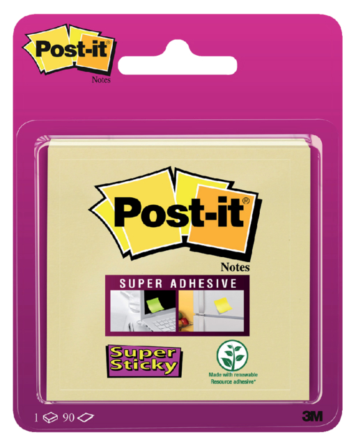 Memoblok Post-it 6920 Super Sticky 76x76mm geel