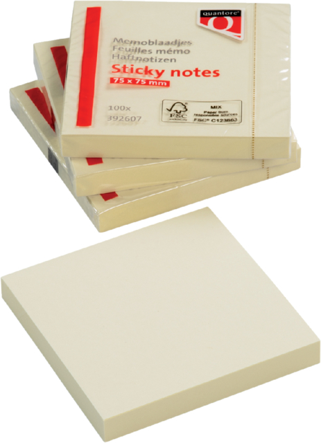 Bloc-mémos Quantore 76x76mm jaune 100 feuilles