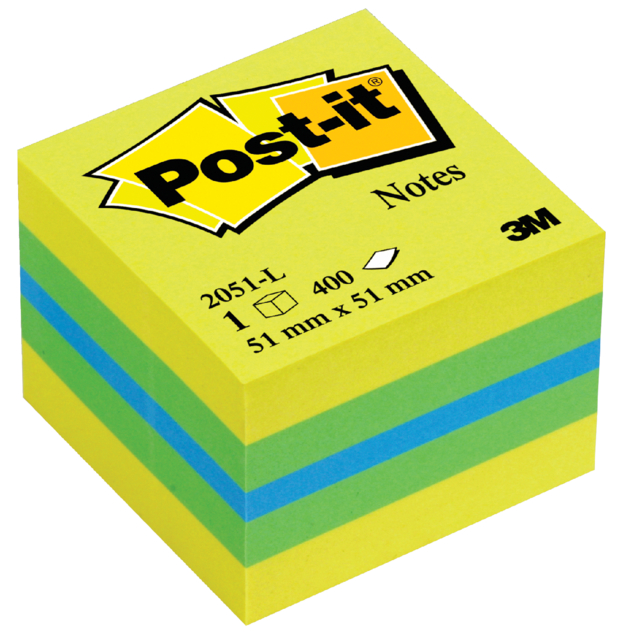 Bloc-mémos 3M Post-it 2051 51x51mm cube citron