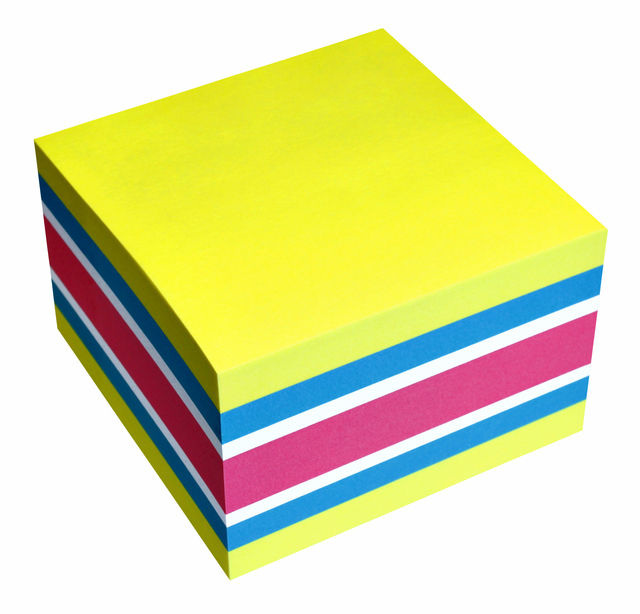 Bloc cube Info Notes 75x75mm néon assorti 450 feuillets