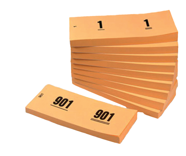 Bloc numéros de 1 à 1000 42x105mm orange 10pcs