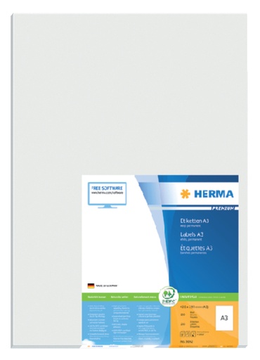 [810979] Etiquette HERMA 8692 A3 420x297mm blanc 100 pièces