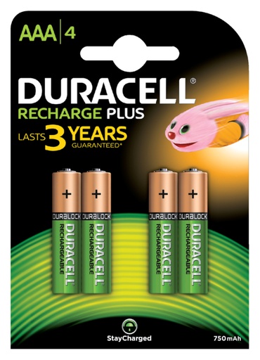 [413798] Batterij oplaadbaar Duracell 4xAAA 750mAh Plus