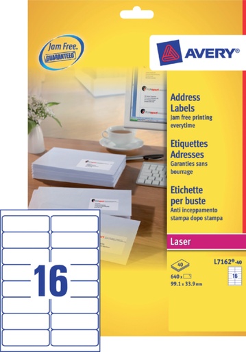 [817251] Etiket Avery L7162-40 99.1x33.9mm wit 640stuks