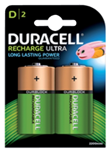 [413696] Pile rechargeable Duracell 2x D 2200mAh Plus