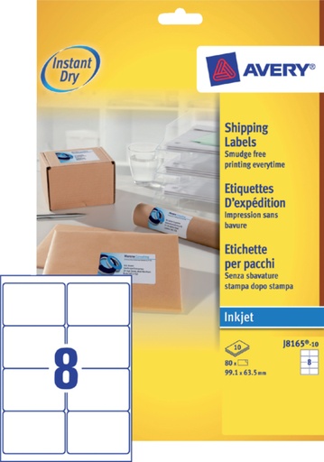 [817448] Etiket Avery J8165-10 99.1x67.7mm wit 80stuks