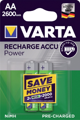 [413874] Pile rechargeable Varta 2x AA 2600mAh Ready To Use